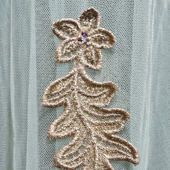 Formal Dress Size 1-4 Teal Blue with Pearls - Picture 3 of 5